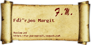 Fürjes Margit névjegykártya
