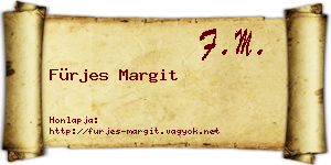 Fürjes Margit névjegykártya